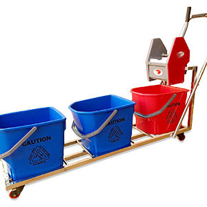 3 Bucket Mop Wringer Trolley with Stainless Steel Frame - CS 325